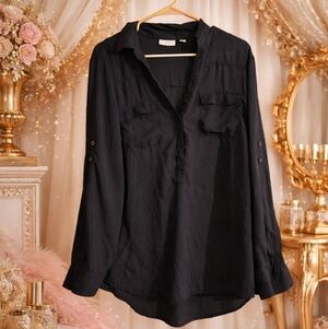 New York & Company Xl Elegant Black Blouse
